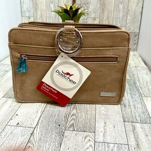 NWT Pouchee Purse Organizer/Crossbody Tan